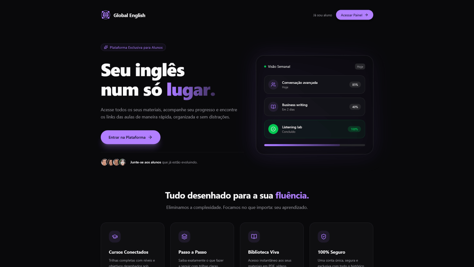 Screenshot da plataforma Global English